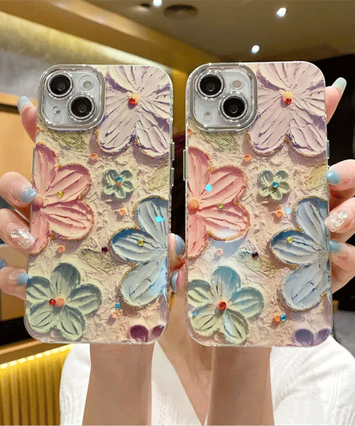 Floral Glitter Case  For iphone