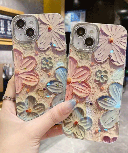 Floral Glitter Case  For iphone